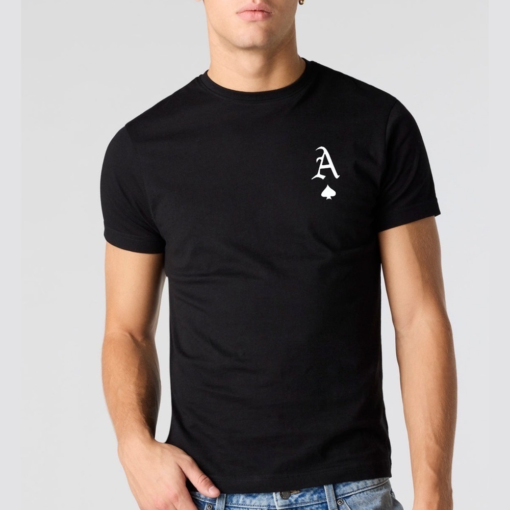 NWT Ace Logo Graphic T-Shirt – Slim Fit Short Sleeve Crewneck – Black